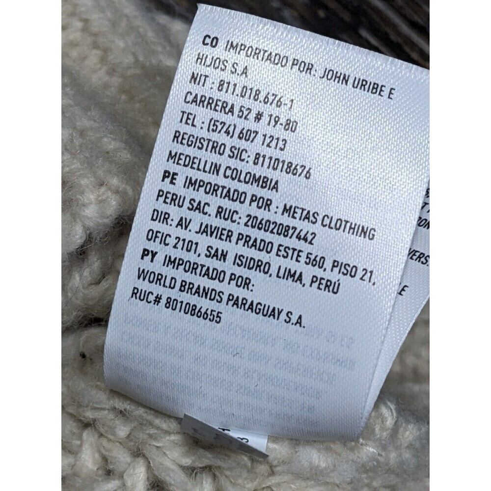 American Eagle Chunky Knit Sweater Beige V Neck Size M‎ Y2K - Picture 10 of 10